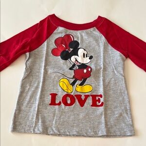 Disney Mickey Mouse Kids Long Sleeve Shirt - Red and Gray